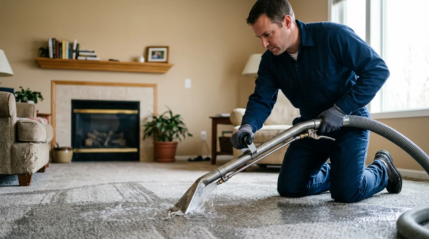 Water damage restoration technician working near Trimble, TN